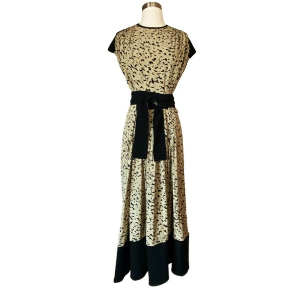 PROENZA SCHOULER Cape Dress Inky Leopard Print Short Sleeve Combo Black Tan 4 - Picture 5 of 12